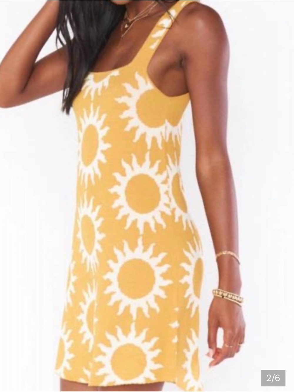Show Me Your MuMu Yellow Sun-Print Mini Dress